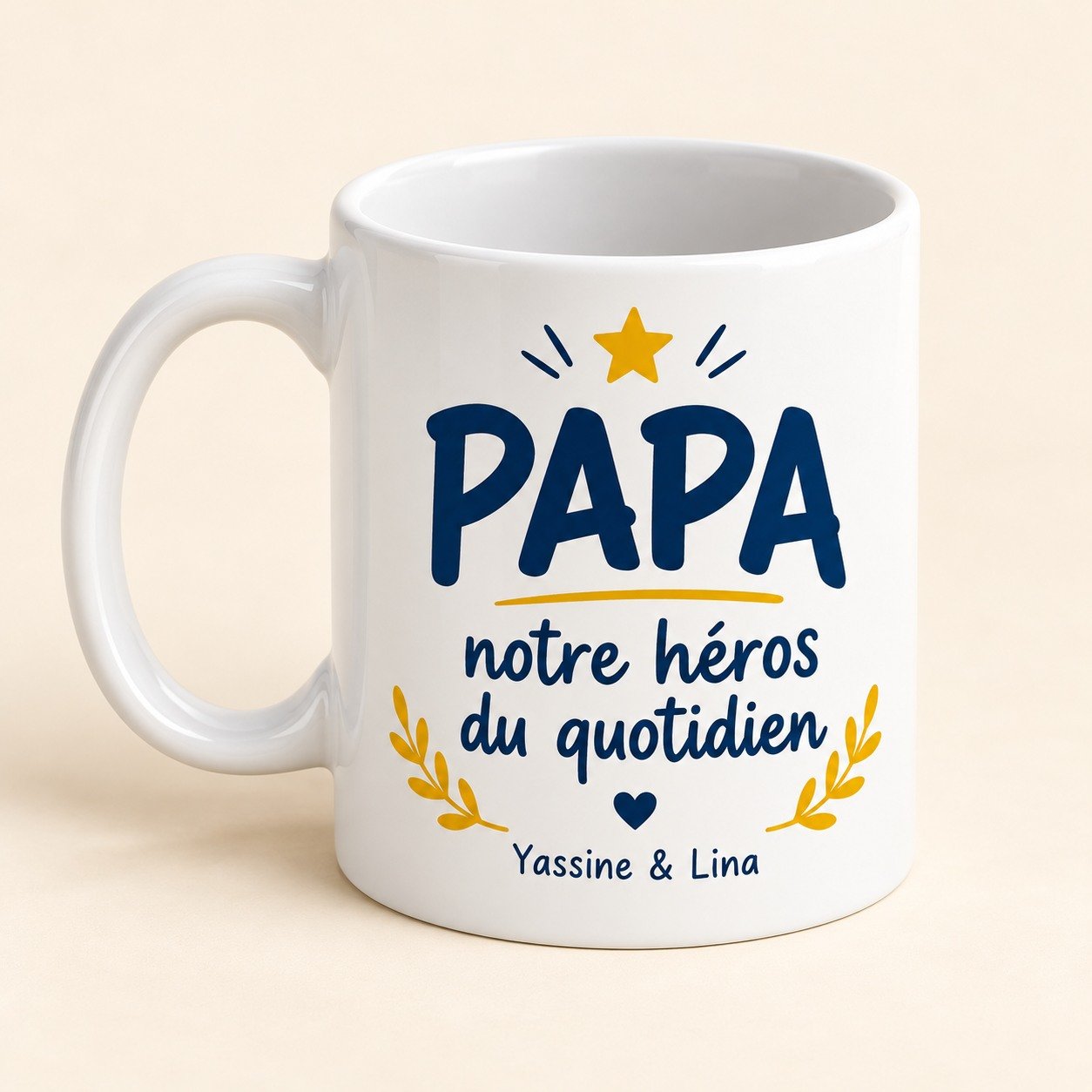 Mug personnalisé « Papa Héros du quotidien » — mug blanc personnalisé 11 oz
