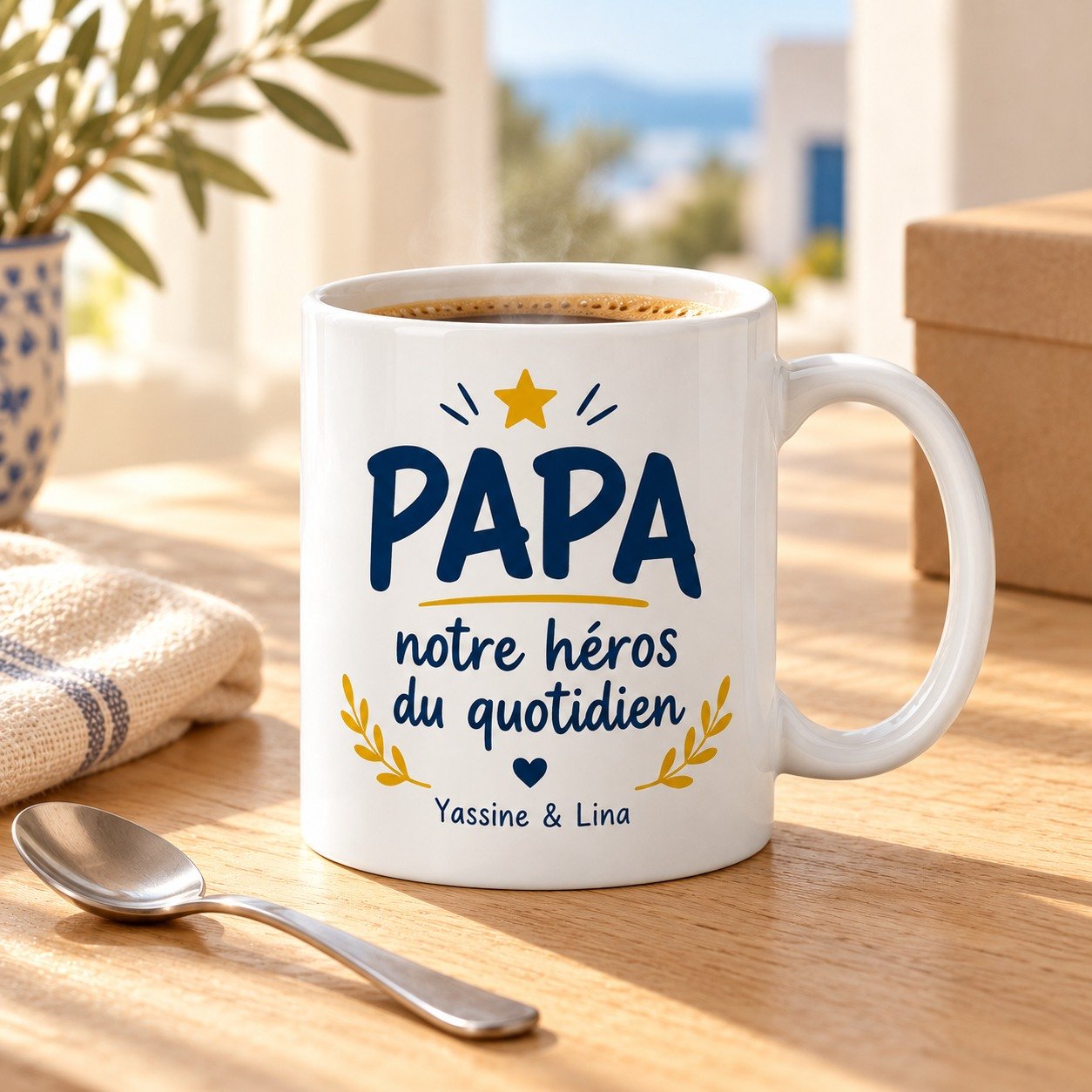 Mug personnalisé « Papa Héros du quotidien » — mug blanc personnalisé 11 oz