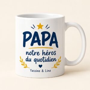 Mug personnalisé « Papa Héros du quotidien » — mug blanc personnalisé 11 oz