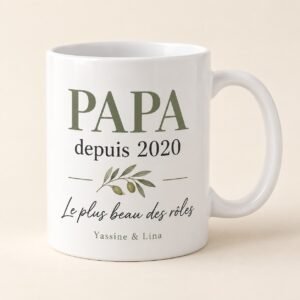 Mug personnalisé « Papa depuis… » — mug blanc personnalisé 11 oz