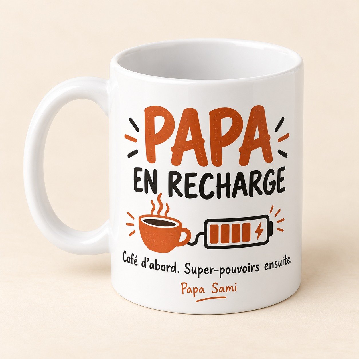 Mug personnalisé « Papa en recharge » — mug blanc personnalisé 11 oz