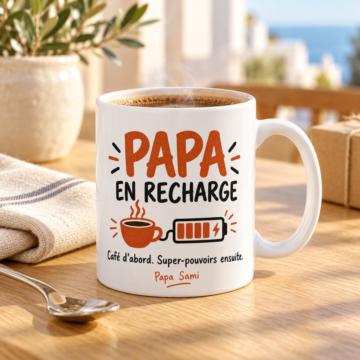 Mug personnalisé « Papa en recharge » — mug blanc personnalisé 11 oz