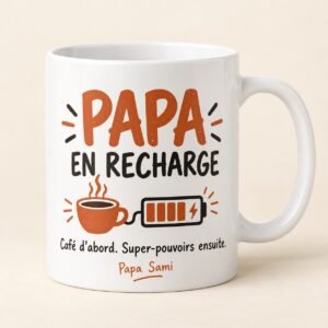 Mug personnalisé « Papa en recharge » — mug blanc personnalisé 11 oz