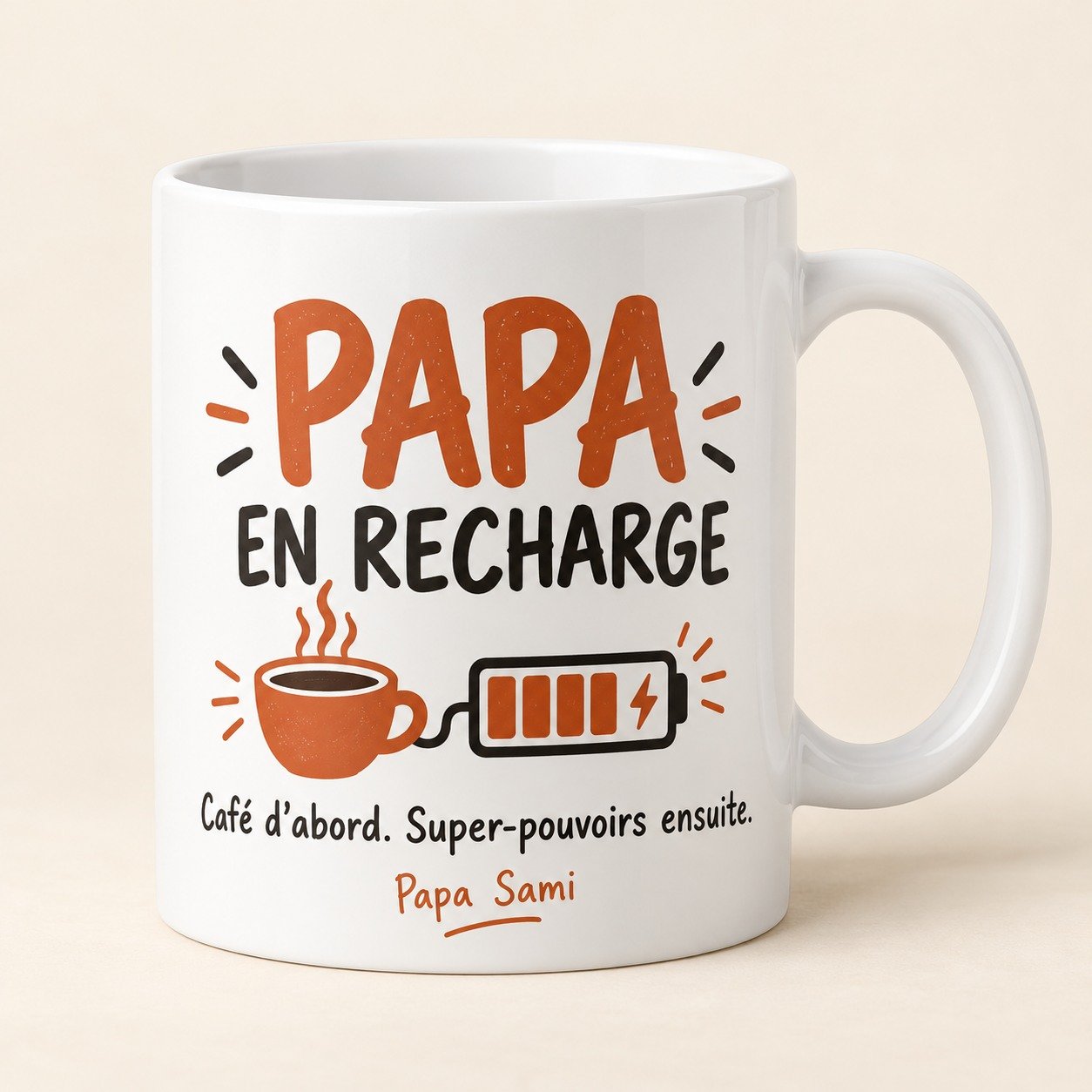 Mug personnalisé « Papa en recharge » — mug blanc personnalisé 11 oz