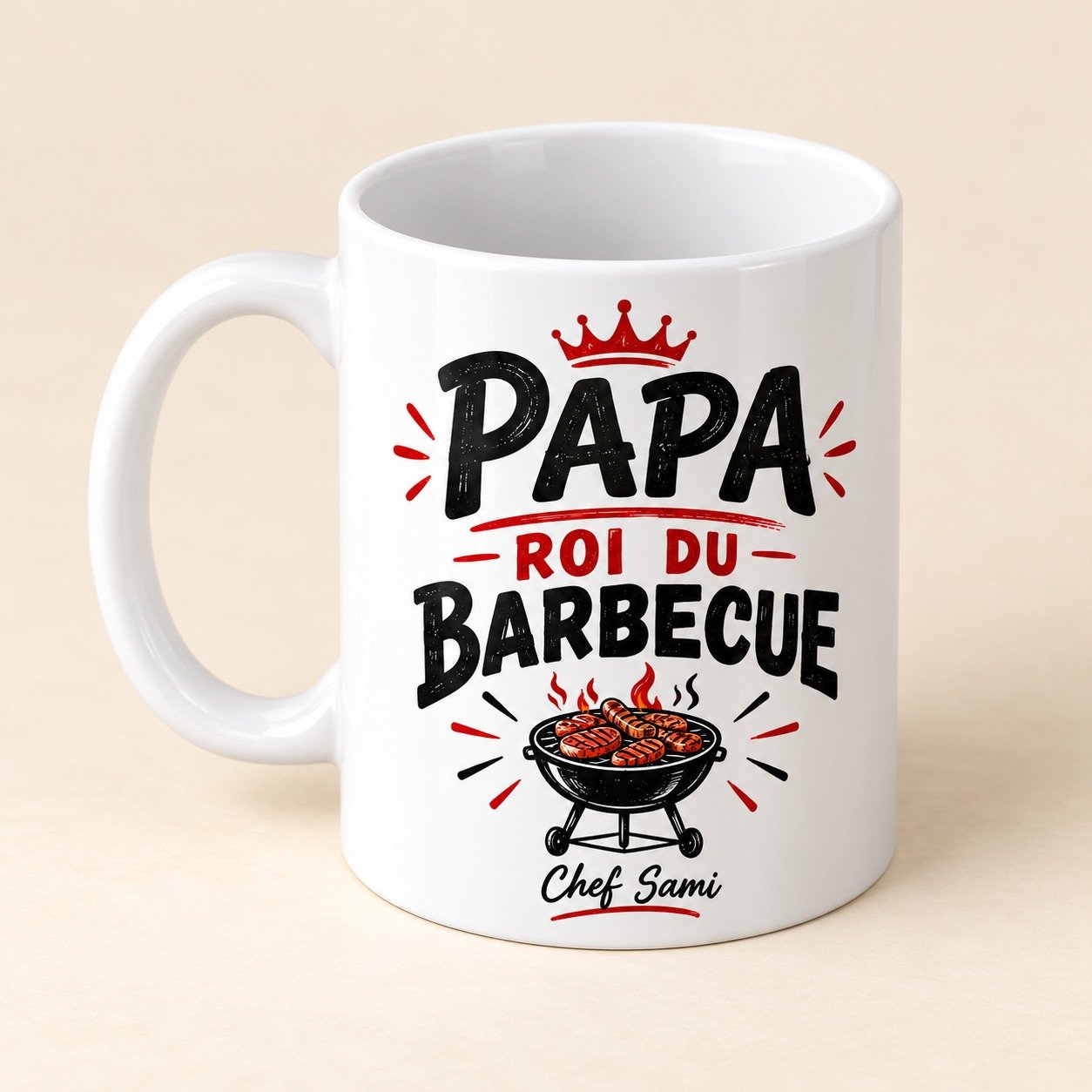 Mug personnalisé « Papa Roi du barbecue » — mug blanc personnalisé 11 oz