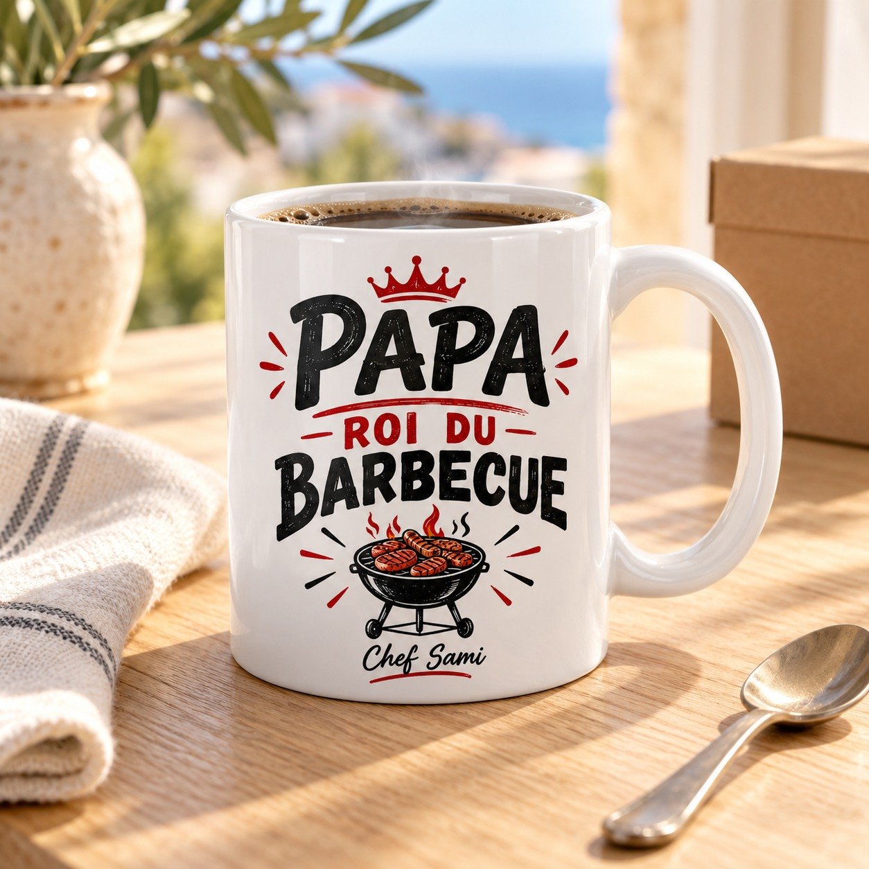 Mug personnalisé « Papa Roi du barbecue » — mug blanc personnalisé 11 oz
