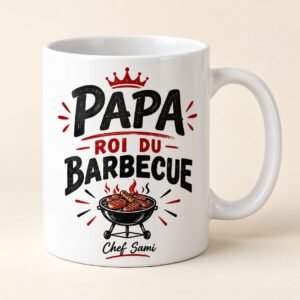 Mug personnalisé « Papa Roi du barbecue » — mug blanc personnalisé 11 oz
