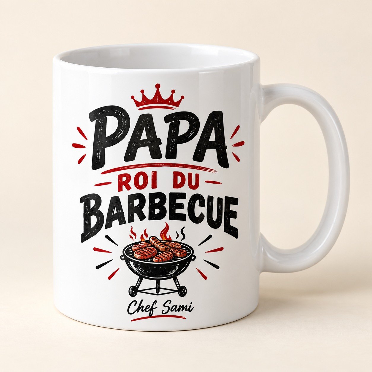 Mug personnalisé « Papa Roi du barbecue » — mug blanc personnalisé 11 oz
