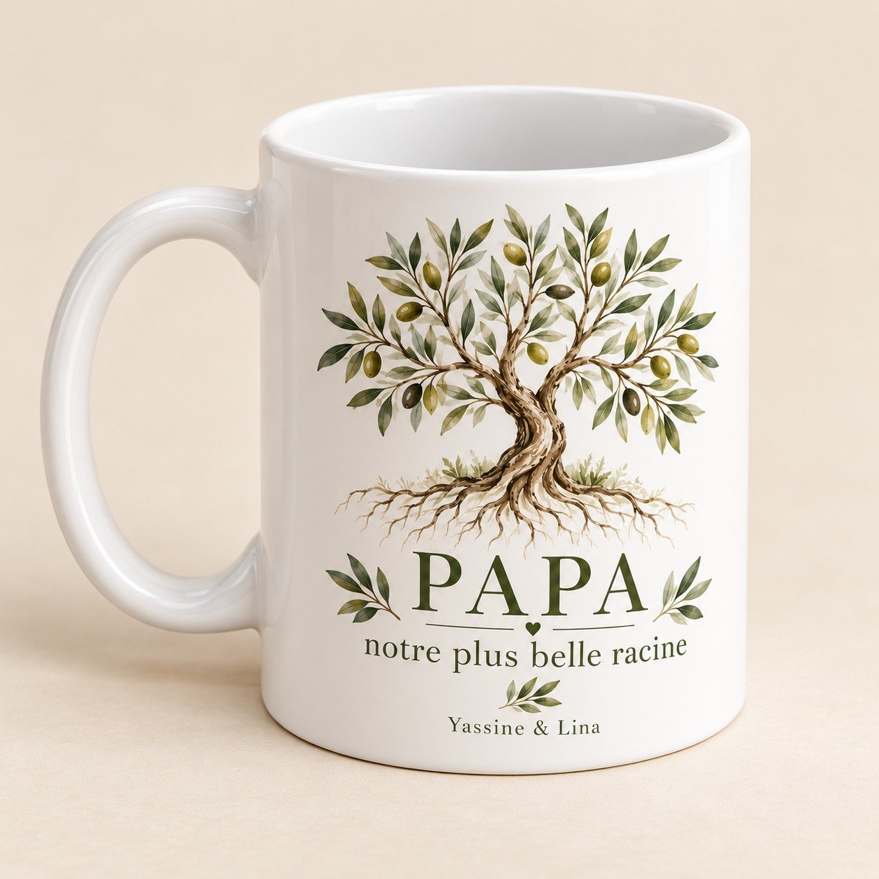 Mug personnalisé « Papa — notre plus belle racine » — mug blanc personnalisé 11 oz