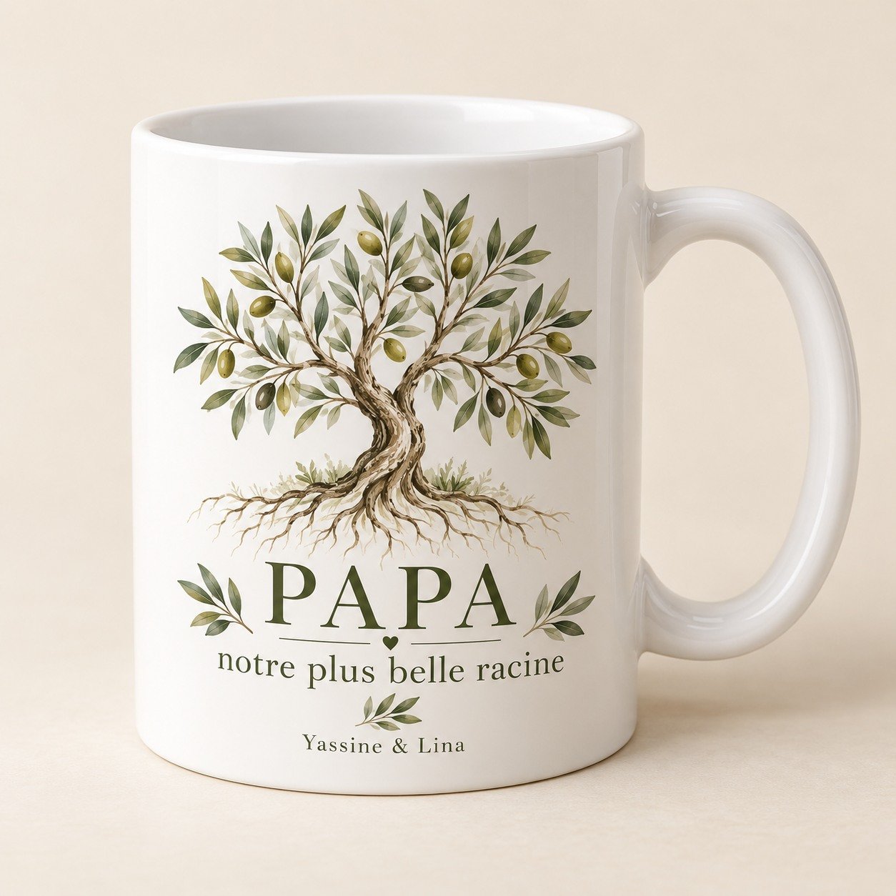 Mug personnalisé « Papa — notre plus belle racine » — mug blanc personnalisé 11 oz