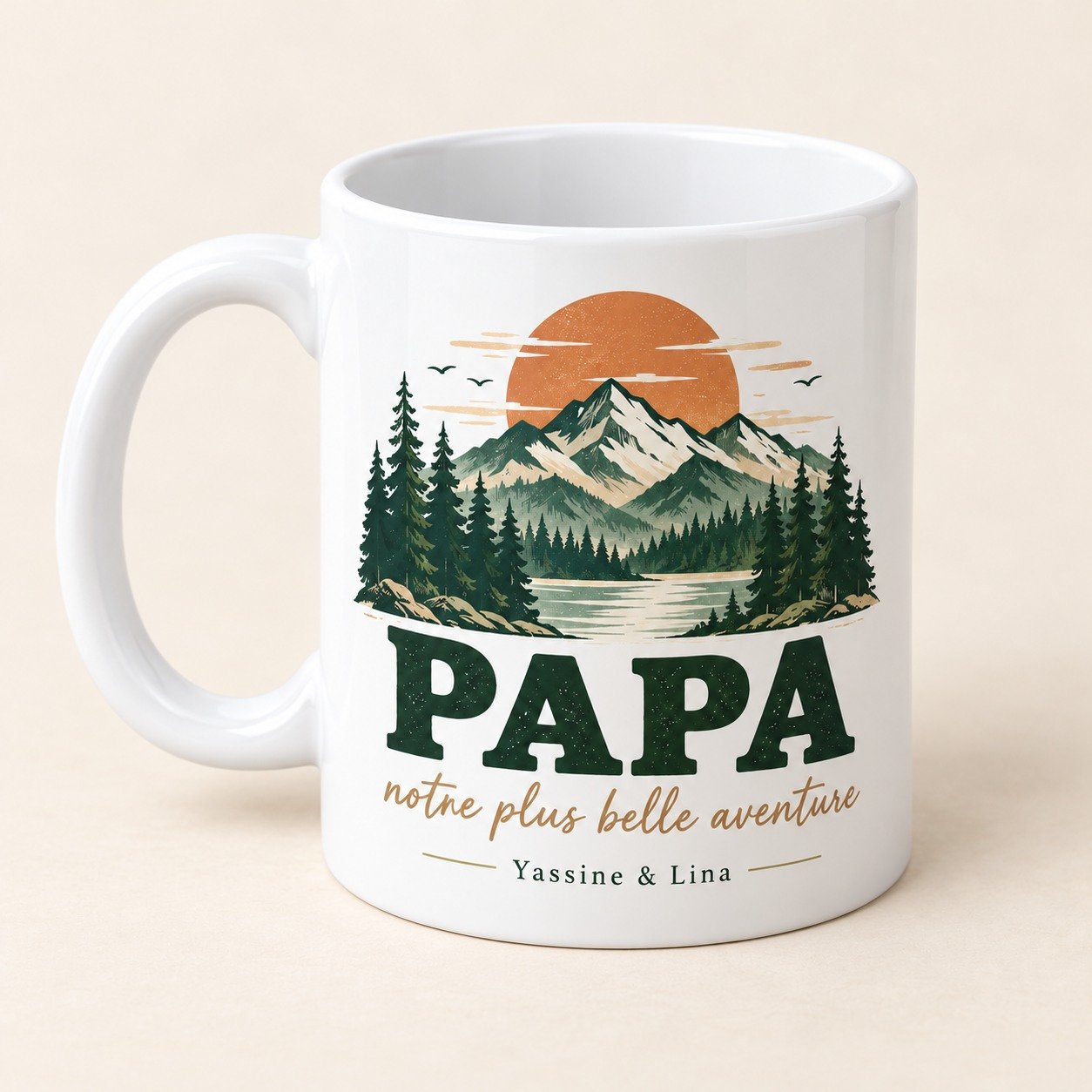 Mug personnalisé « Papa — notre plus belle aventure » — mug blanc personnalisé 11 oz