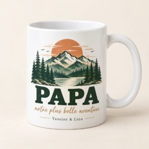 Mug personnalisé « Papa — notre plus belle aventure » — mug blanc personnalisé 11 oz