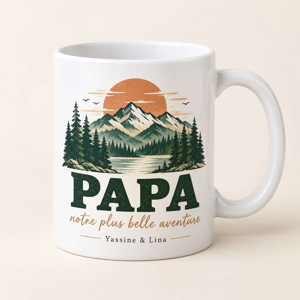 Mug personnalisé « Papa — notre plus belle aventure » — mug blanc personnalisé 11 oz