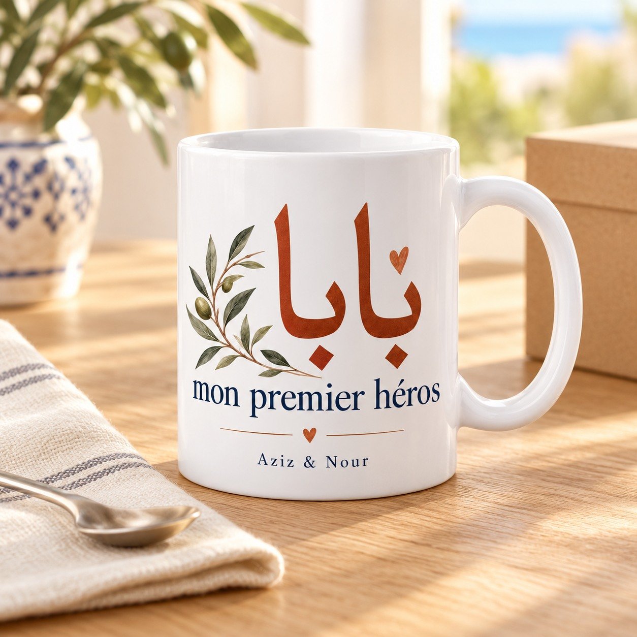 Mug personnalisé « Baba — mon premier héros » — mug blanc personnalisé 11 oz