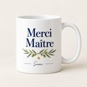 Mug personnalisé « Merci Maître — Olivier » — mug blanc personnalisé 11 oz