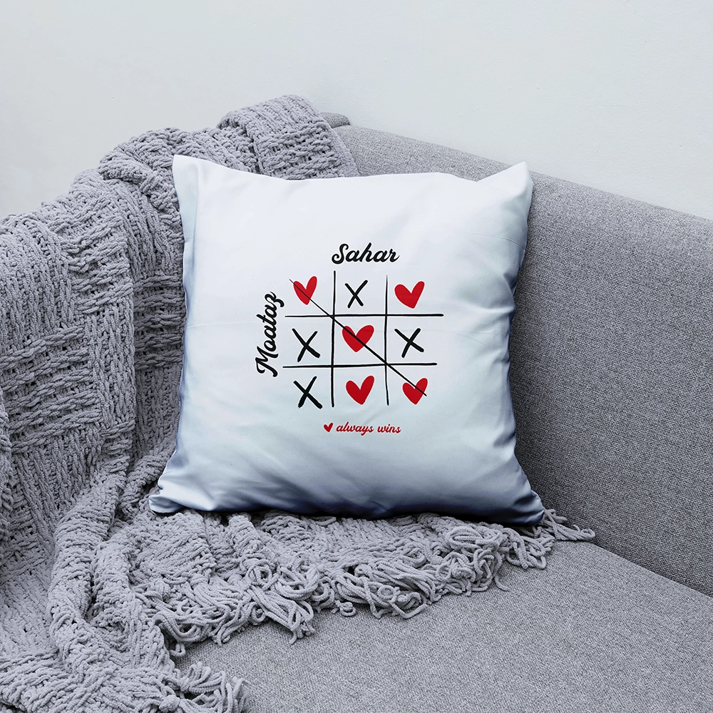 Coussin Saint Valentin Tic Tac Toe Personnalisé