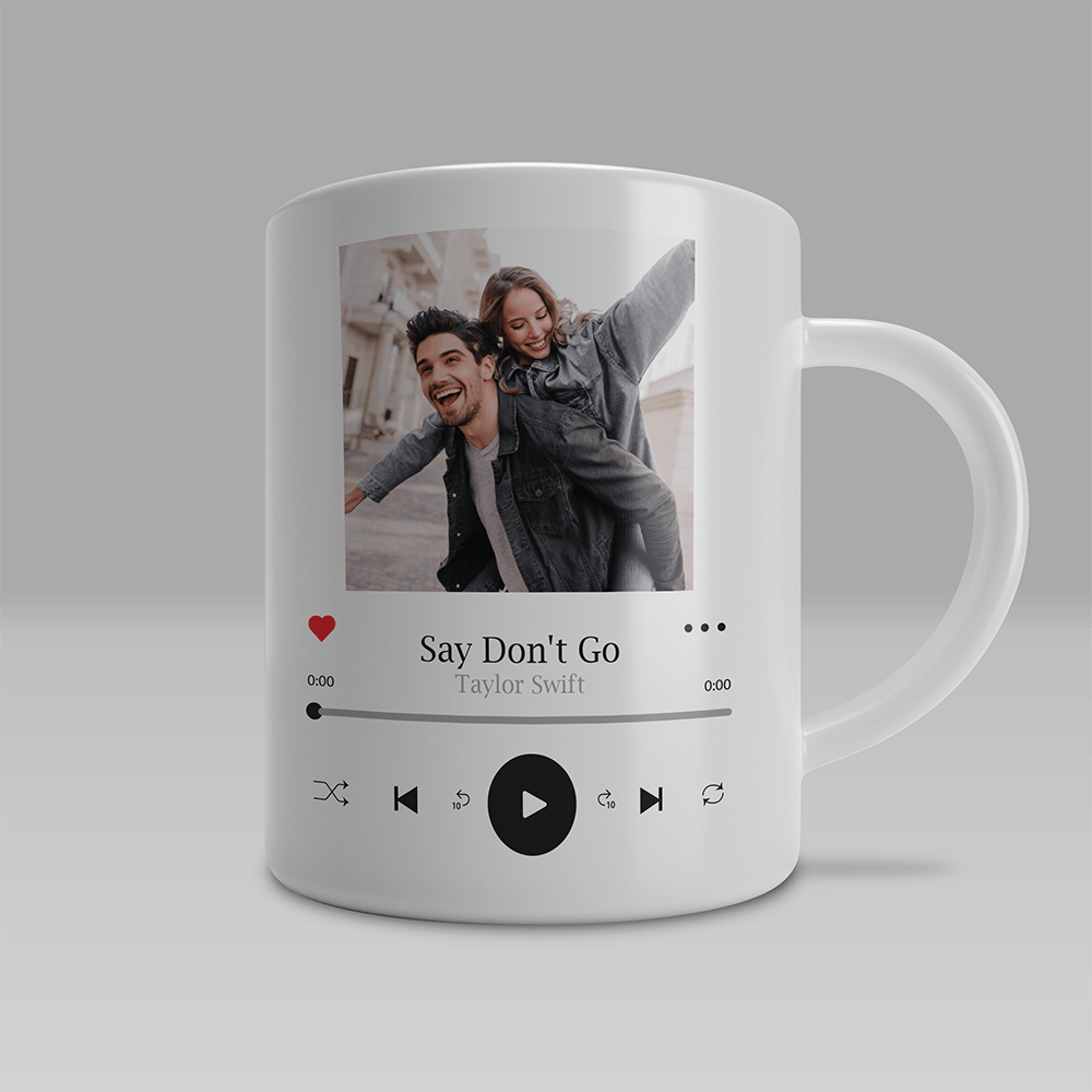 Mug personnalisé avec photo et musique Spotify